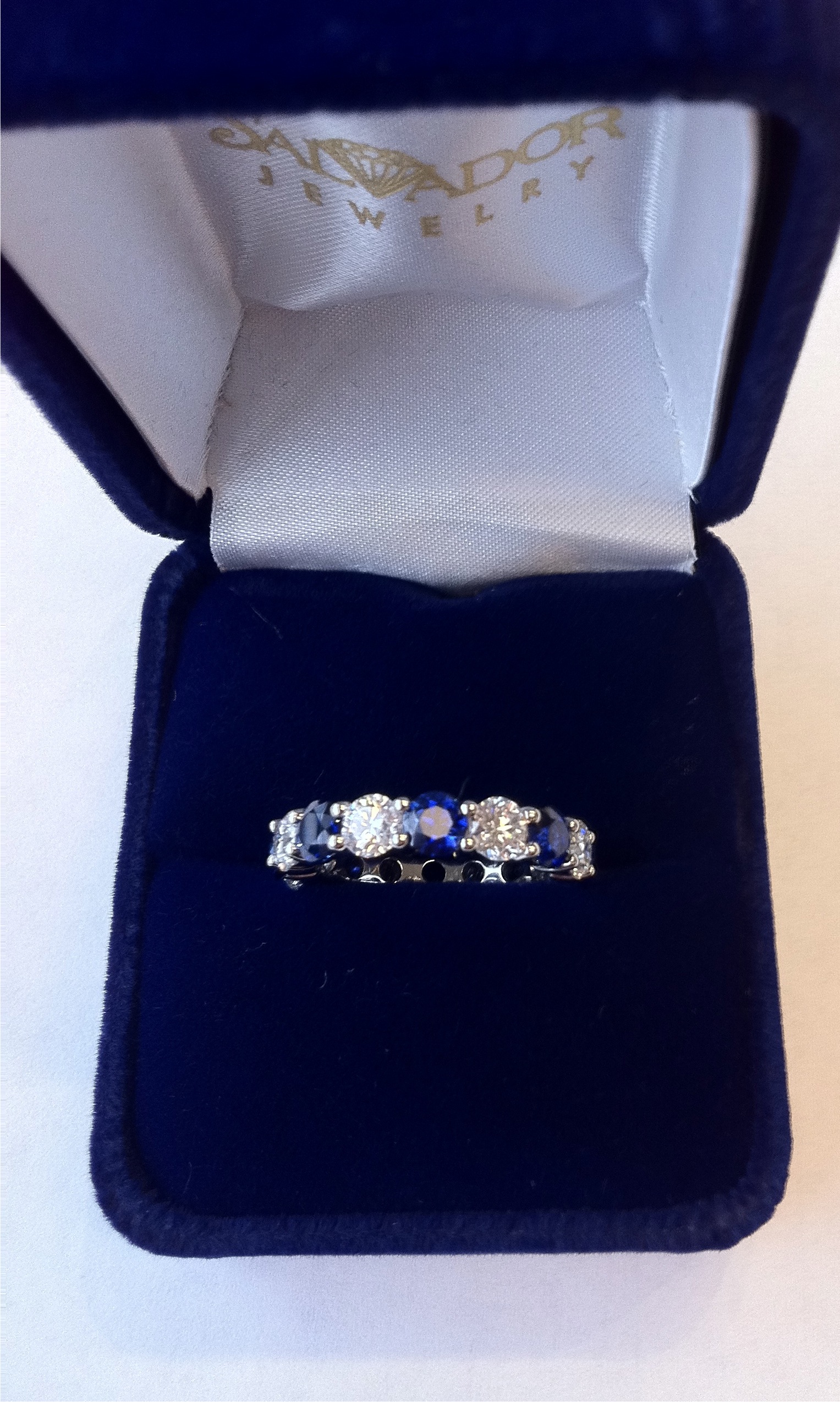 Diamond and Blue Sapphire Eternity Band