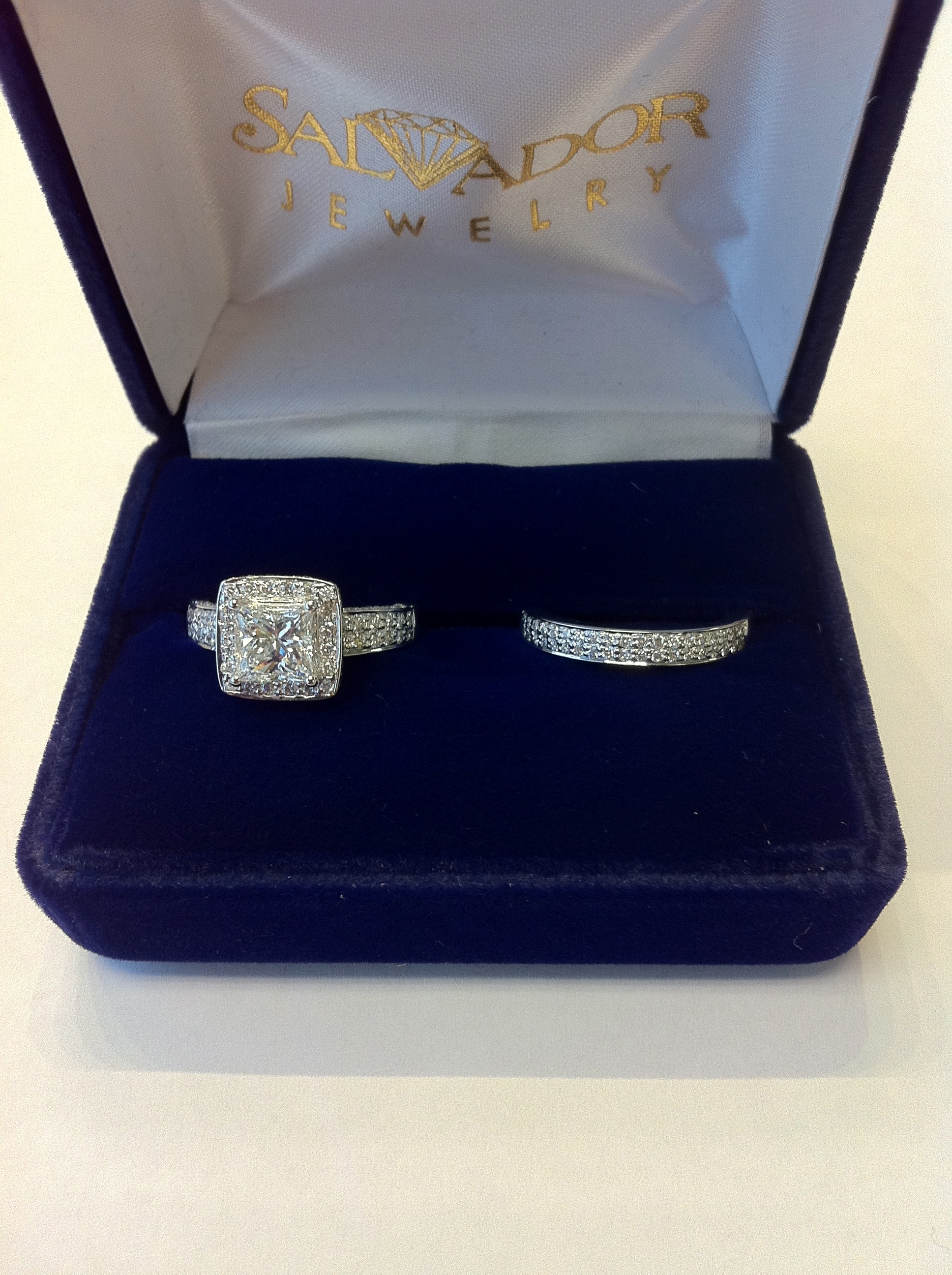 Princess Cut Diamond Engagement Ring and Diamond Wedding Band