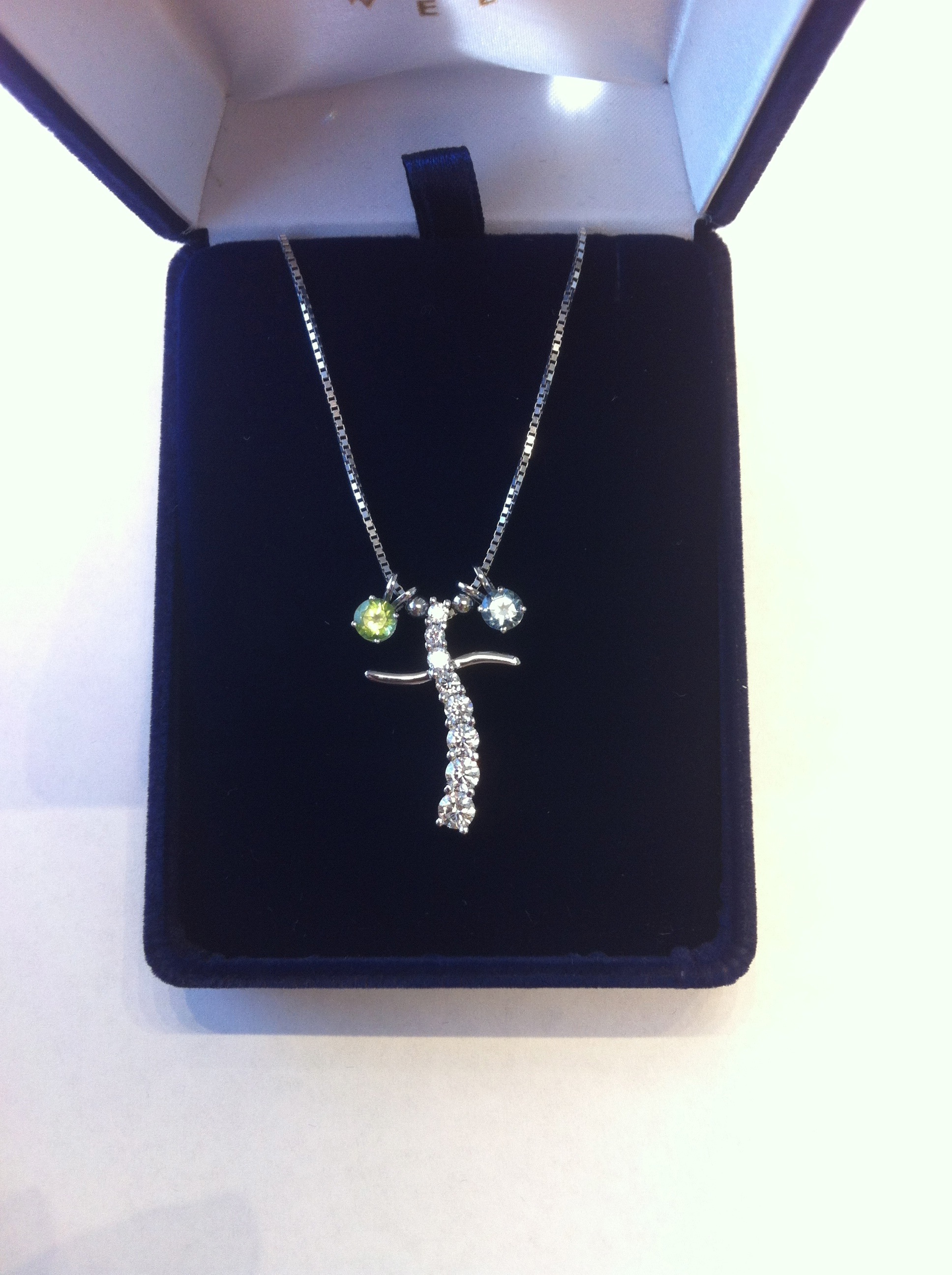 Diamond Journey Cross with Mother's Birthstones