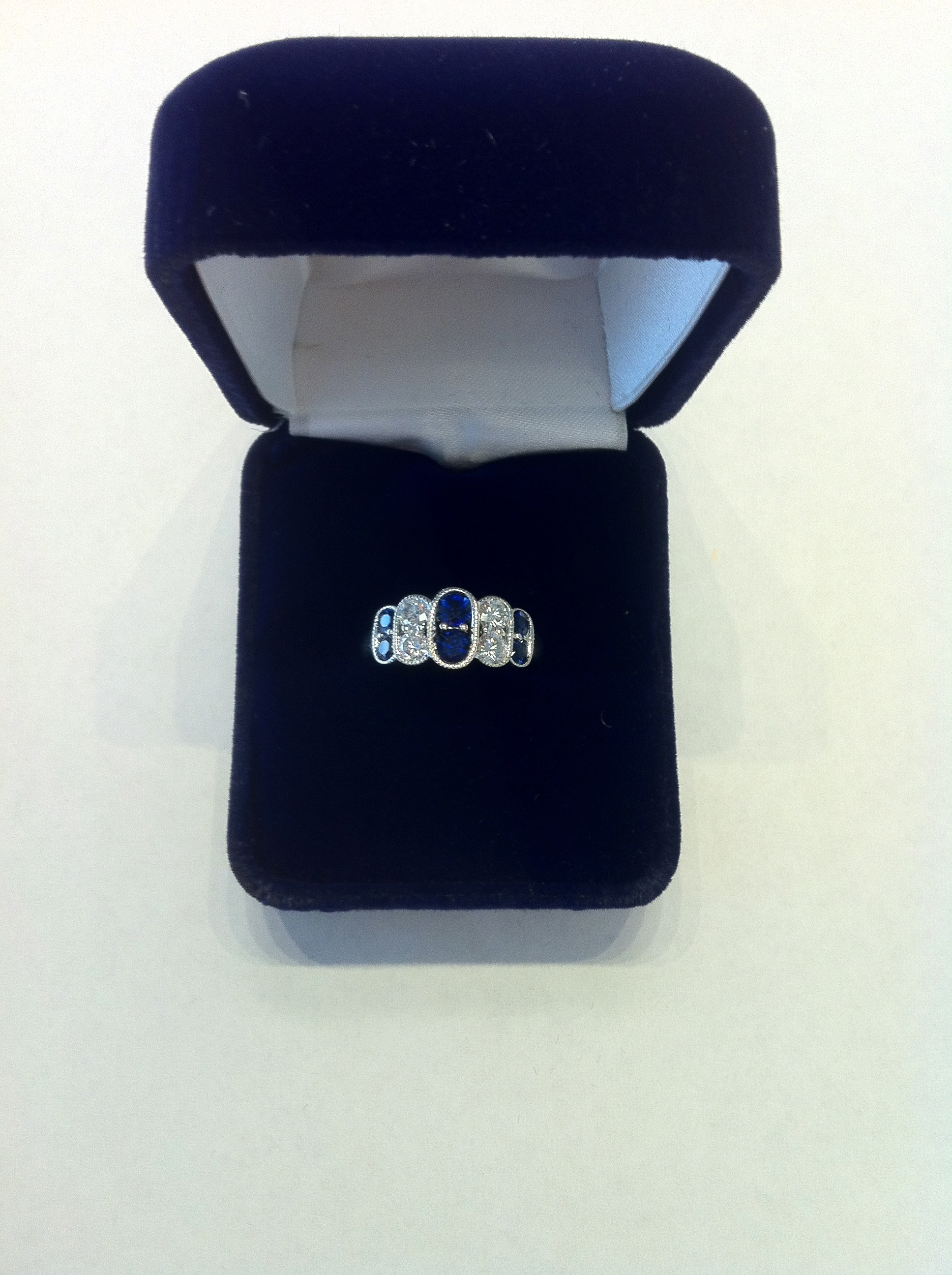 Blue Sapphire and Diamond Ring