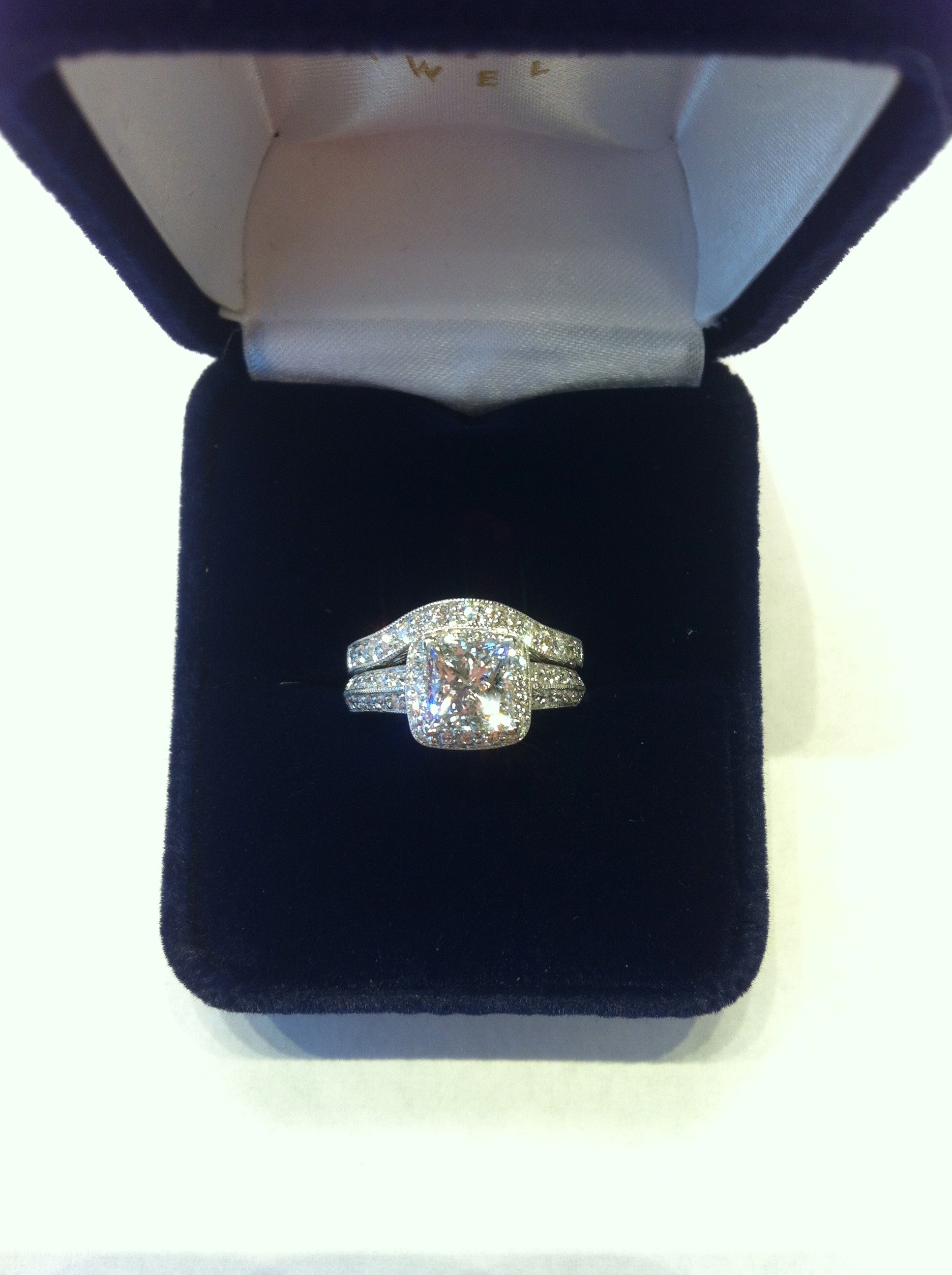 Princess Cut Diamond Engagement Ring and Diamond Wedding Band