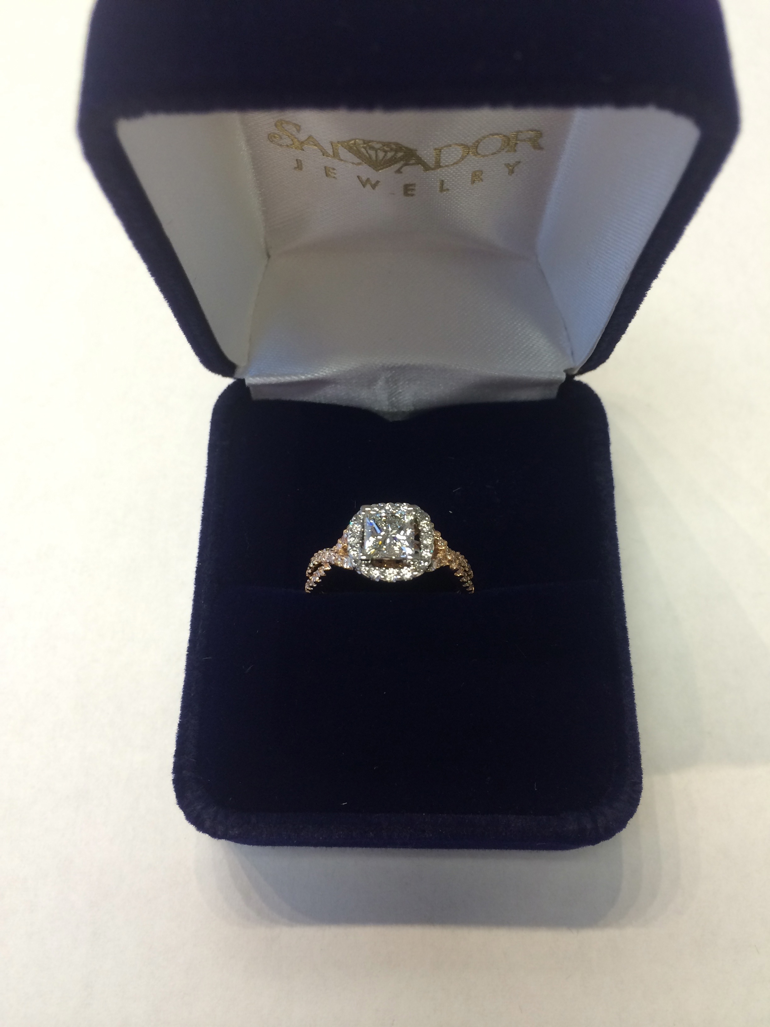 Two Tone Princess Cut Diamond Engagement Ring