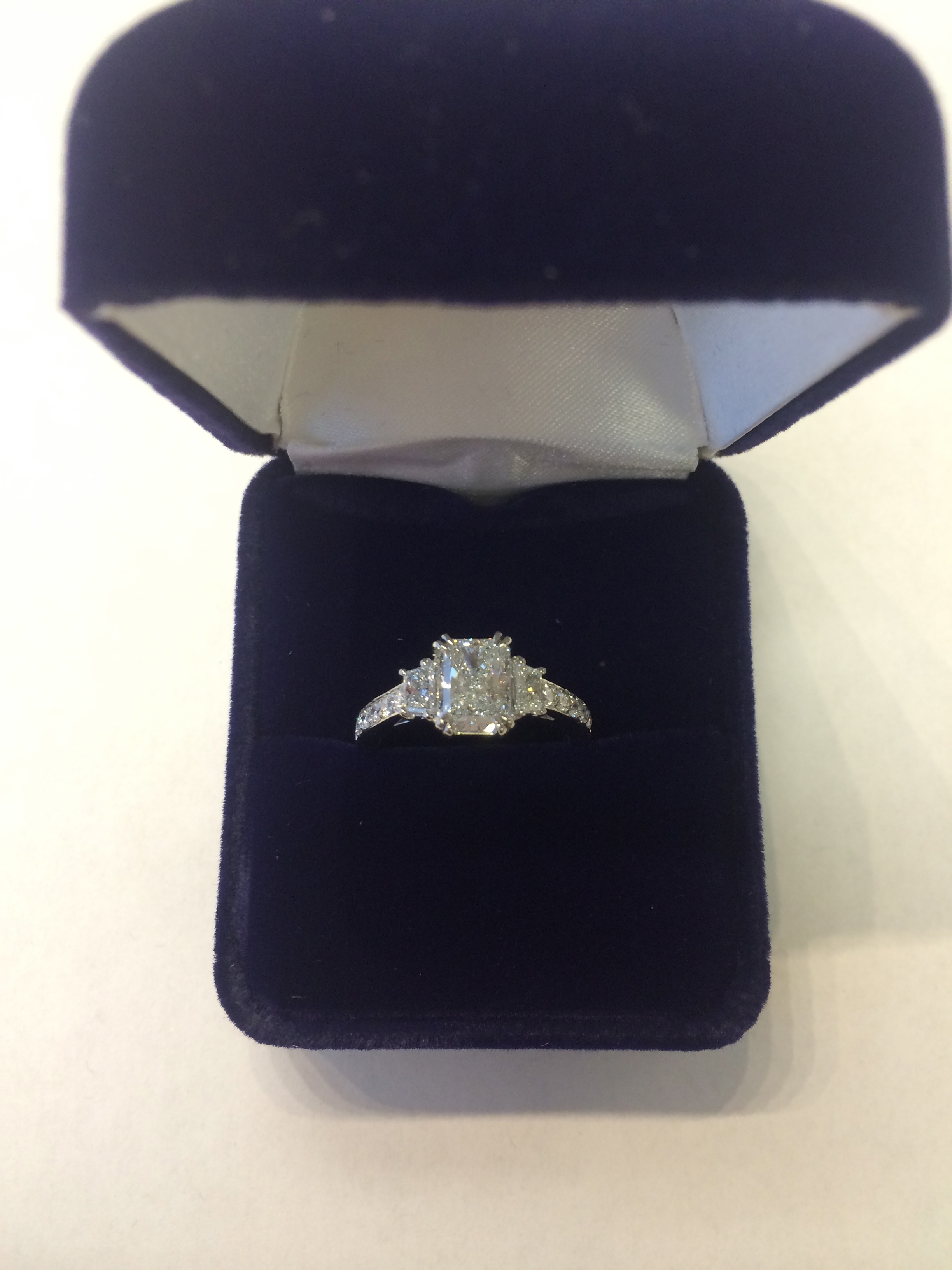 Radiant Cut Diamond Engagement Ring with Trapezoid Side Diamonds – Ron ...