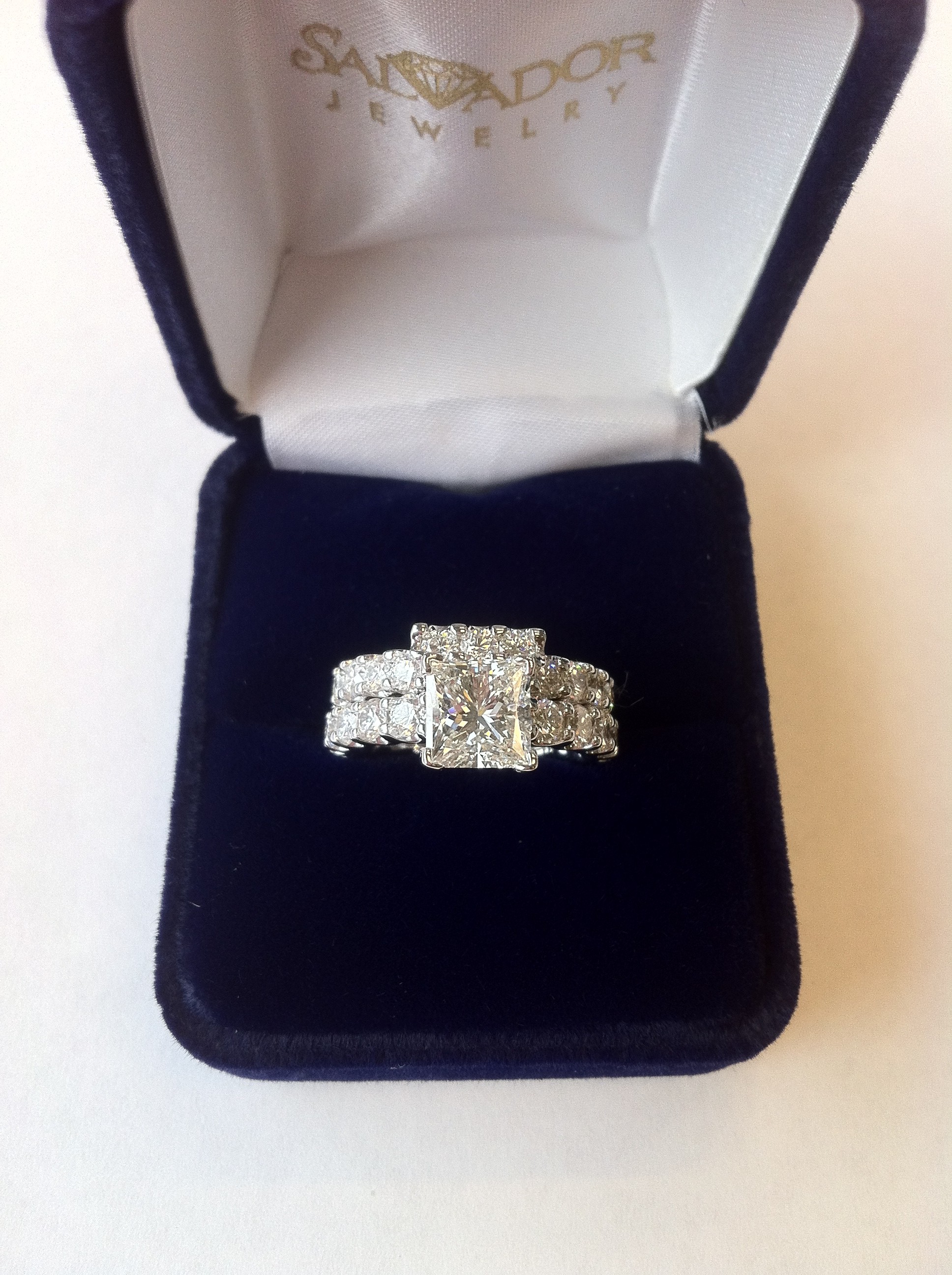 Princess Cut Diamond Engagement Ring and Diamond Wedding Band